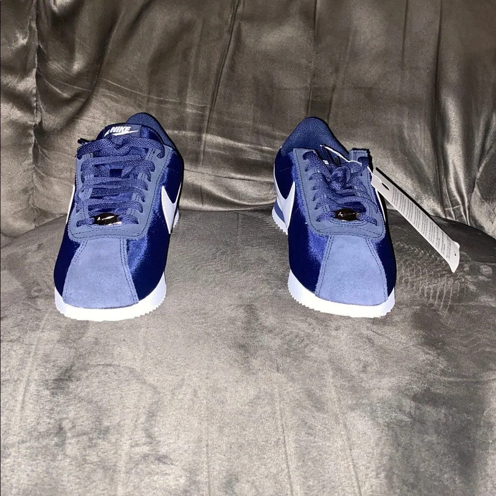 Nike Satin Cortez Sneakers in Navy & White - Picture 3 of 11